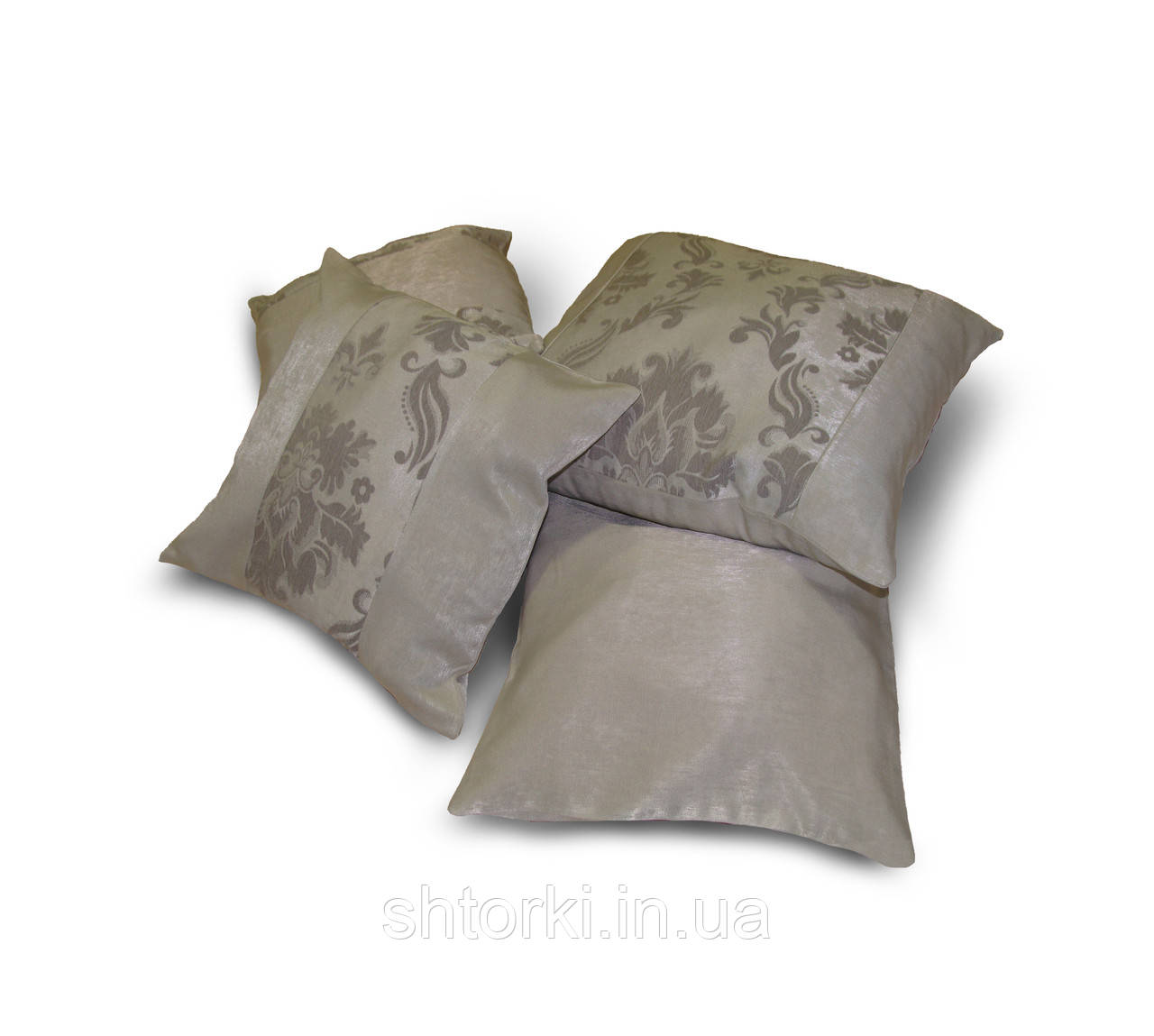 Комплект декоративних подушок Firanka Damask 40х40см 1шт 30х30см 3шт сірі з бежевим (п_0440)