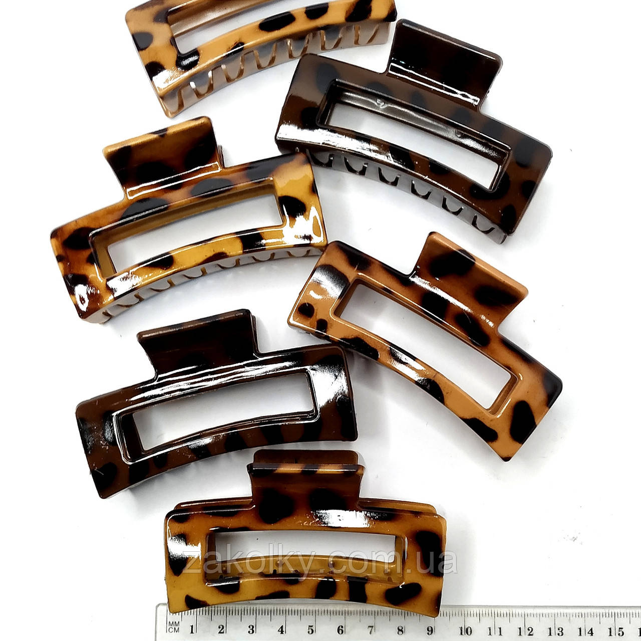 Шпилька краб для волосся "Леопард квадрат".