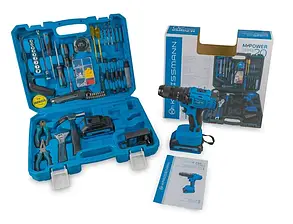 Шуруповерт акумуляторний(ударний) Kraissmann 2133 E-ABS-S1 20/2 з набором ручних інструментів