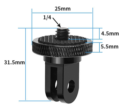 Металевий перехідник на 1/4 дюйма для камер Sony,Xiaomi, фото 2