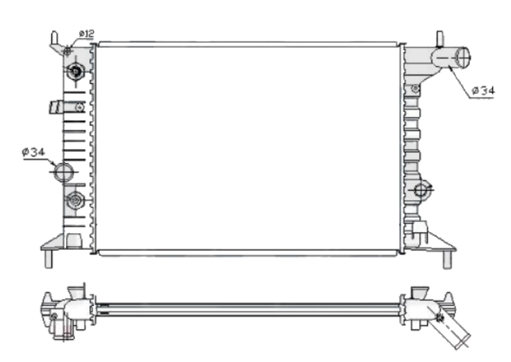 Радіатор охолодження двигуна Opel Vectra B 95-02 NRF АКПП/МКПП; 540X374X20; (1.6/1.8/2.0), фото 1