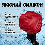 Плавальна купальна красива шапочка для аквааеробіки, Шапочка на довге волосся Hechpro червона (HP268), фото 7