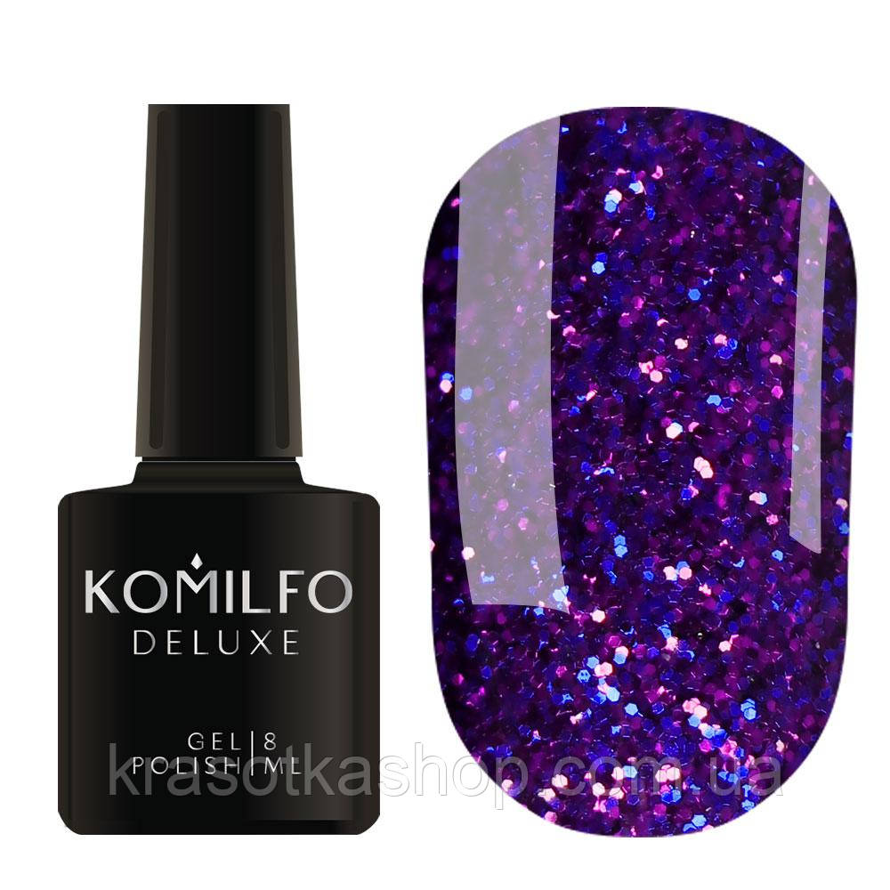 Гель-лак Stardust Glitter 005 (фіолетово-синій з блискітками) Komilfo, 8 мл