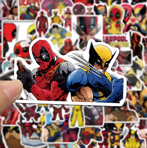 Величезний набір вінілових наклейок, стикерів Дідпул і Росомаха Deadpool 3 (50 шт.) ABC, фото 1