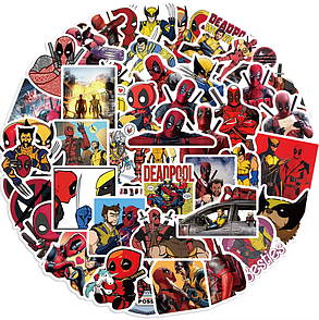 Величезний набір вінілових наклейок, стикерів Дідпул і Росомаха Deadpool 3 (50 шт.) ABC, фото 3