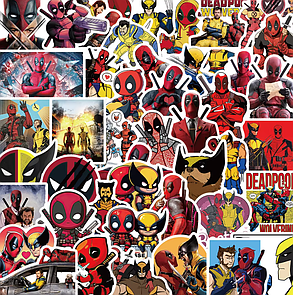 Величезний набір вінілових наклейок, стикерів Дідпул і Росомаха Deadpool 3 (50 шт.) ABC, фото 4