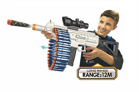 Великий акумуляторний бластер NERF 568-3A — зброя для найкрутіших битв! НІРФ із м'якими кулями, фото 1