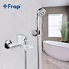 Змішувач для ванни Frap F3241 короткий литий вилив колір глянцевий білий/хром, фото 2