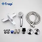 Змішувач для ванни Frap F3241 короткий литий вилив колір глянцевий білий/хром, фото 7