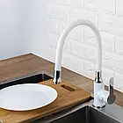 Змішувач для кухні Frap F4041 з гнучким виливом, білий/хром, фото 2