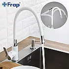 Змішувач для кухні Frap F4041 з гнучким виливом, білий/хром, фото 3