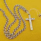 Срібна цепочка з хрестиком чоловіча. Хрестик срібло і ланцюг бісмарк. Довжина 55 см, фото 6