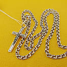 Срібна цепочка з хрестиком чоловіча. Хрестик срібло і ланцюг бісмарк. Довжина 55 см, фото 7