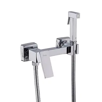 Набір для гігієнічного душу Frap F7504 квадратний колір хром латунний настінний монтаж