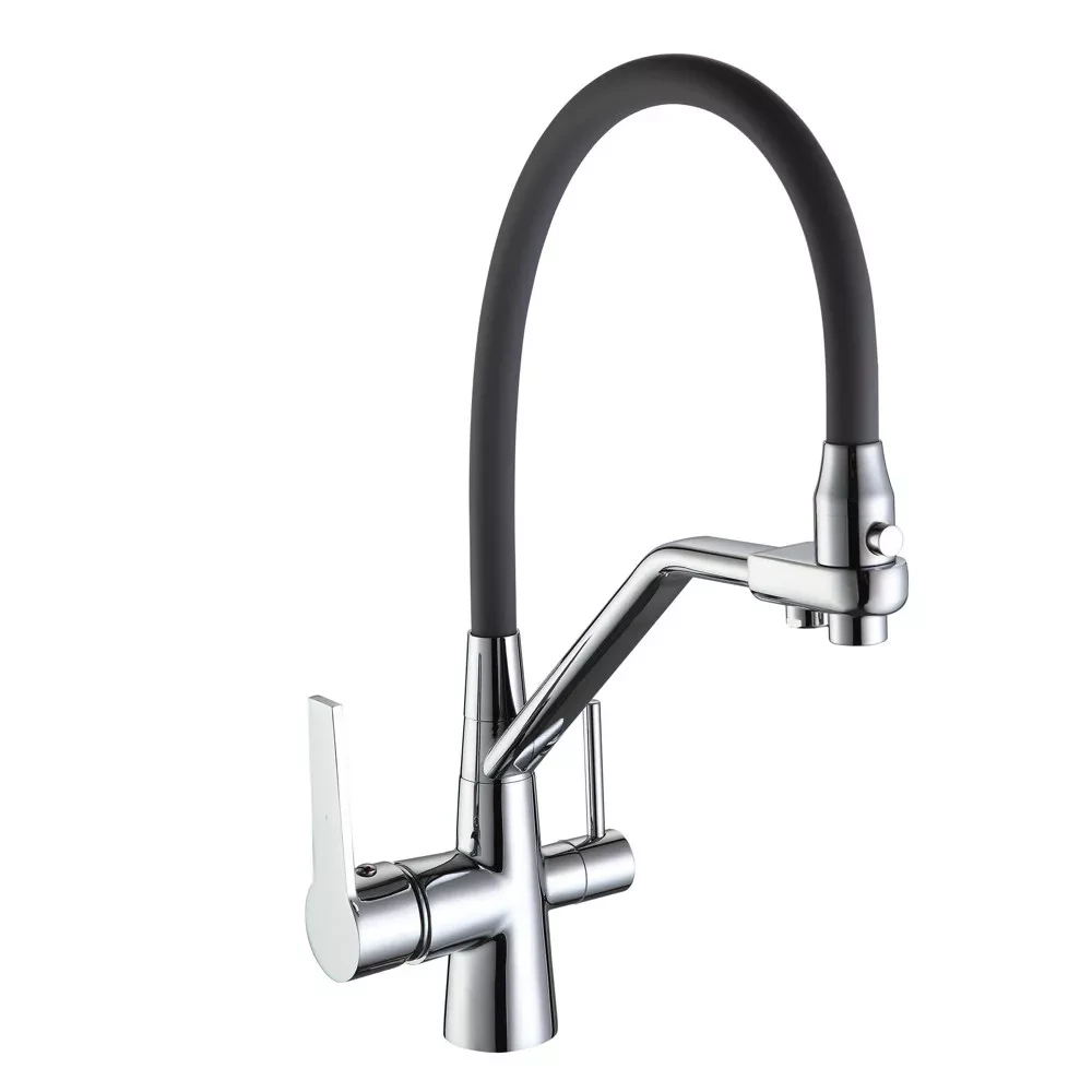 Змішувач для кухні на дві води Frap F4374, сірий/хром, фото 1