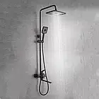 Набір душова система з тропічним душем і змішувачем на умивальник Frap F247161 чорна матова квадратна, фото 2