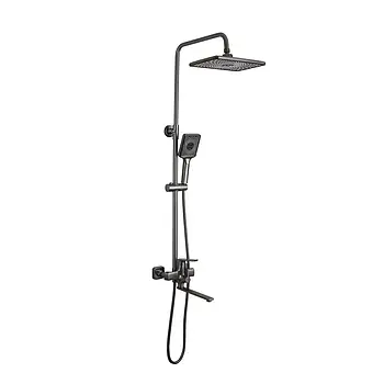 Душова система з тропічним і ручним душем Frap F2471-9 колір матовий графіт (Gungrey — збройова сталь)