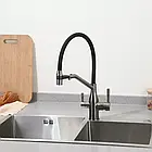 Змішувач дя кухні під фільтр із гнучким виливом Frap F4397-9 колір матовий графіт збройова сталь, фото 2