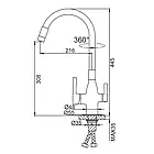 Змішувач для кухні з під'єднанням до фільтра на 3 води Frap F4396-15 з гнучким виливом колір матовий графіт, фото 6