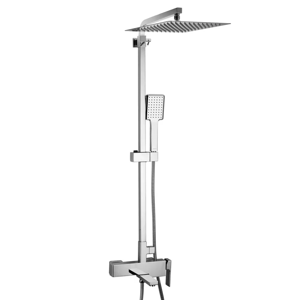 Квадратна душова система з тропічним душем і змішувачем Gappo Futura Kub G2418 колір хром, фото 1