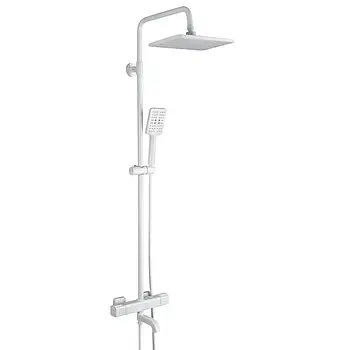 Термостатична душова система з тропічним душем та змішувачем з виливом G2491-8 біла квадратна