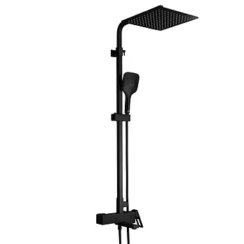 Душова система з тропічним душем та змішувачем GAPPO G2417-6 чорна матова квадратна