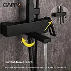 Душова система з тропічним душем та змішувачем GAPPO G2417-6 чорна матова квадратна, фото 3