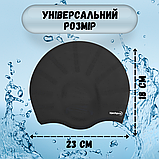 Шапочка для плавання доросла професійна, шапка для купання з об'ємними вушками Hechpro чорна (HP268), фото 2