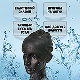 Шапочка для плавання доросла професійна, шапка для купання з об'ємними вушками Hechpro чорна (HP268), фото 5