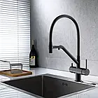 Змішувач для кухні на 2 води GAPPO G4398-89 матовий графіт збройова сталь, фото 2