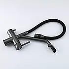 Змішувач для кухні на 2 води GAPPO G4398-89 матовий графіт збройова сталь, фото 3