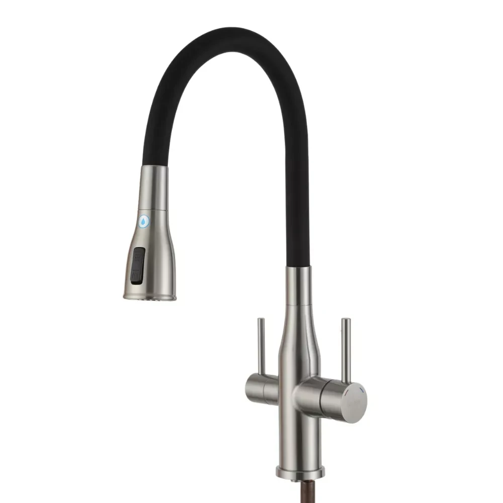 G4399-65 кухня під осмос одноваж. вис. силікон. вилив нерж. сталь гайка Ø35 (сатин) {8/1}, фото 1