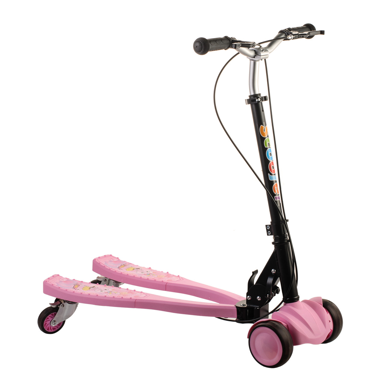 Scooter дитячий двоколісний самокат із двома платформами та колесами, що світяться (рожевий)