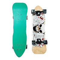 Дерев'яний скейтборд круїзер "Білий череп" колеса PU