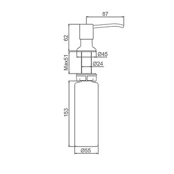 F408-9 Дозатор рідкого мила вбудований (нерж./пластик) 300мл (сірий Gungrey) {50/1}