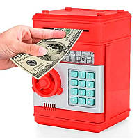 Копилка сейф, дитячий банкомат із кодовим замком NUMBER BANK Червоний