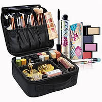 Багатофункціональний косметичний кейс MA454 із захистом від УФ та жорсткими відділеннями, чорний, розміри 26 х 9 х 28 см, ємність