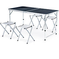 Складаний стіл для пікніка з 4 стільцями Чорний Туристичний Набір Кемпінг