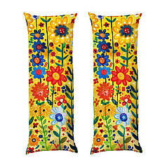 Дакімакура подушка-обіймашка «Петриківський розпис. Petrykiv painting. Bright yellow pattern»