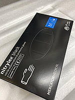 Рукавички нітрилові Mercator Nitrylex BLACK неопудрені, розмір M 100 шт.