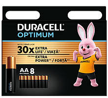 Батарейка Duracell Optimum LR6, AA, Alkaline, блістер 8 штук