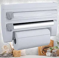 Кухонний диспенсер для плівки, фольги та рушників PLASTIC FILM CUTTER 3 в 1 PLAT-01