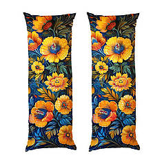 Дакімакура подушка-обіймашка «Петриківський розпис. Petrykiv painting. Yellow flowers»