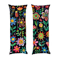 Дакімакура подушка-обіймашка «Квіти на чорному фоні. Flowers on a black background»