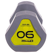 Гантель покриття TPU Zelart TA-2678-6 1шт 6кг сірий Код TA-2678-6, фото 2