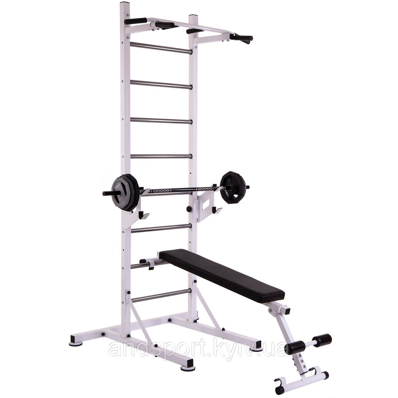 Шведська стінка-стійка пересувна з лавою для преса Універсал PRO SP-Planeta L-2409 сталь білий Код L-2409