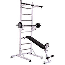 Шведська стінка-стійка пересувна з лавою для преса Універсал PRO SP-Planeta L-2409 сталь білий Код L-2409, фото 2