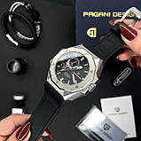 Механічний з автопідзаводом водонепроникний (10ATM) годинник Pagani Design PD-YS010 Silver-Black, фото 9