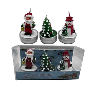 Свічка Новорічна 6 см 3 шт. фігурна парафінова (303-1)