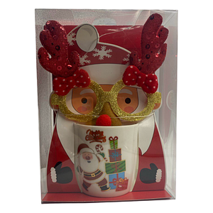 Чашка керамічна Санта з подарунками + вушка + світло, 350 мл. (ST-239A)